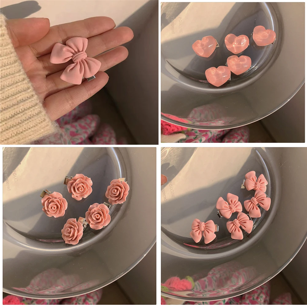 5 шт./лот милые Цветные Цветочные банты персиковые мини-заколки для волос девочек