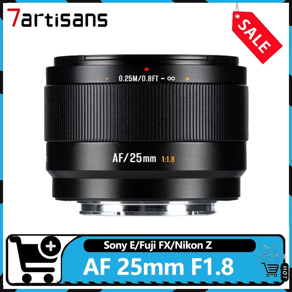 Фото 7artisans AF 25mm F1.8 широкоугольный объектив с большой апертурой и автофокусом, совместимый с камерами Sony E, Fuji FX, Nikon Z №1