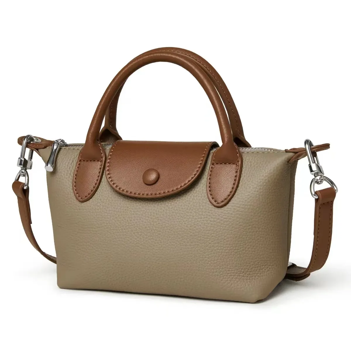 

Jiaozi Bun Genuine Women Leather Handbags Women's Handbag Crossbody Brown Bag Simple Classic Single Shoulder Bag Women's Bag