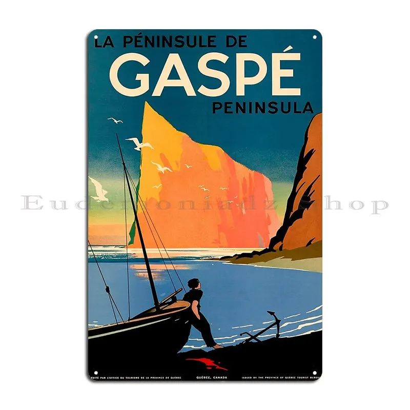 Винтажный постер La Peninsule De Gaspe для путешествий 1930s металлический знак фотография
