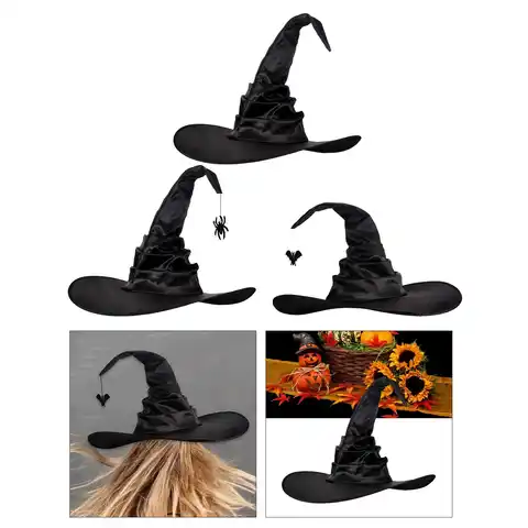 Современный реквизит для фотографий, черная женская шляпа ведьмы с широкими полями для Хэллоуина, маскарада, унисекс, для взрослых