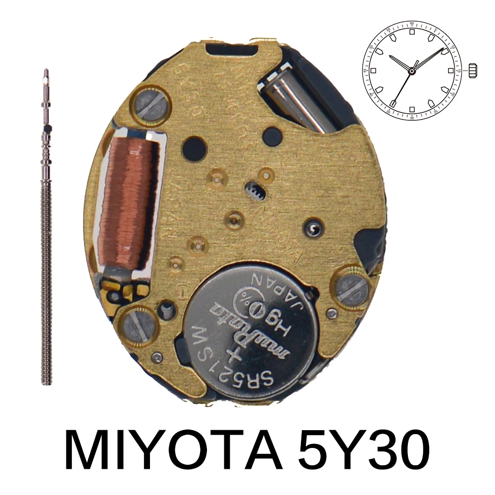 

Miyota 5Y30 Japan Quartz Movement Three-Hand Calendarless Small Movement Perfect For Smaller Designs And Accessory-Type Watches