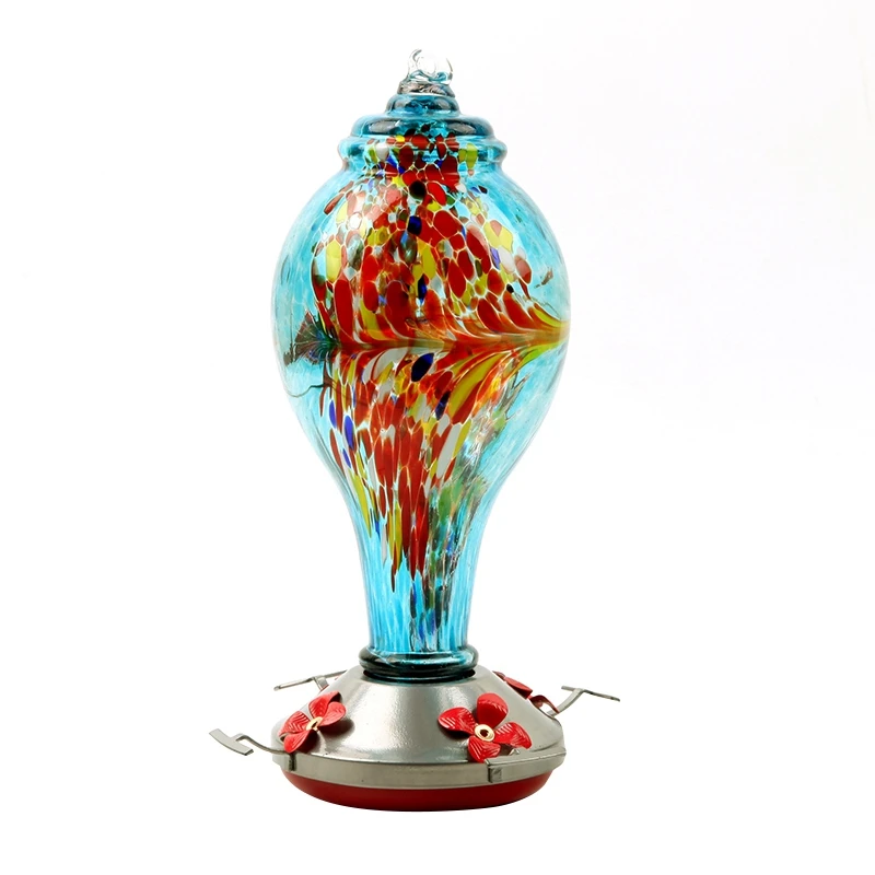 

Birds Feeder Hand Blown Glass Include Hanging Wires And Moat Hook Bird Feeders For Outdoors