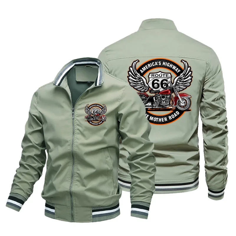 2023 New spring and autumn men's polyester 66 LOGO print custom jacket motorcycle locomotive bomber bomber bomber jacket men's p