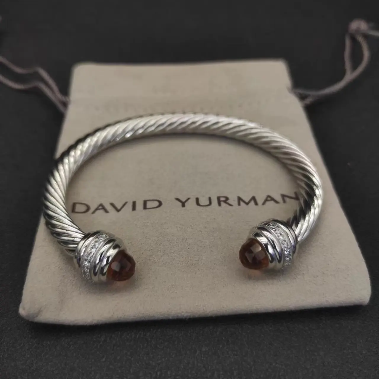 7MM Cable Classic David Yurman S925 Sterling Silver Black Onyx And Paved Diamond Bracelet For Men's Jewelry Gift