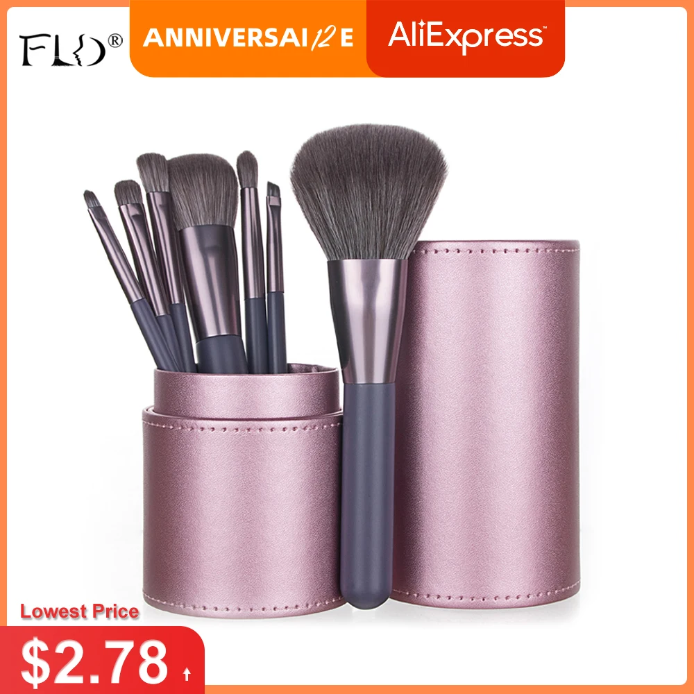 

FLD Kabuki Pink Makeup Brushes Set with Box Bucket Eyeshadow Eyebrow Powder Foundation Cosmetic Kit Brochas Maquillaje S Size
