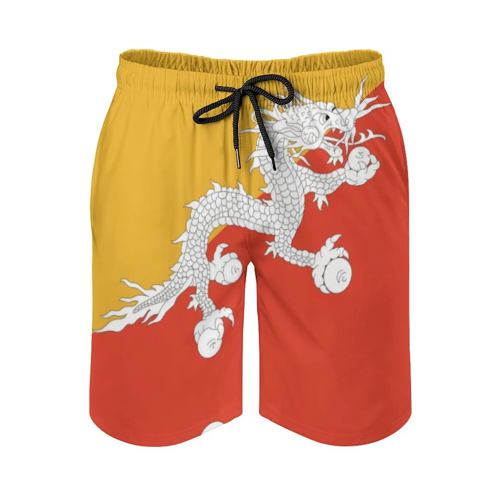

Beach Pants Anime Causal Flag of Bhutan Breathable Quick Dry Top Quality Casual Adjustable Drawcord Loose Elastic Hawaii Pants