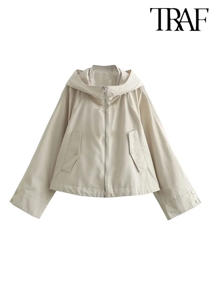 Куртка женская с капюшоном на молнии длинным рукавом и карманами