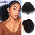 Maxine афро кудрявые накладные человеческие волосы на шнурке для конского хвоста накладной хвост длинный конский хвост на заколке для женщин