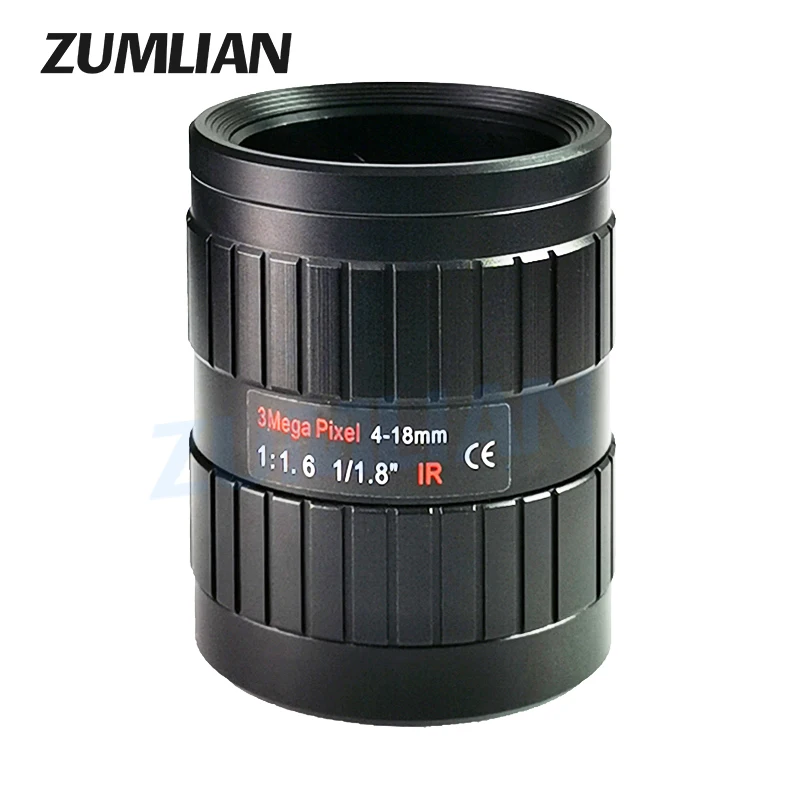Вариофокальная лампа 3MP C-Mount 4-18 мм 1/1.8 &quotF1.6 Ручная фокусировка зум CCTV объектив для