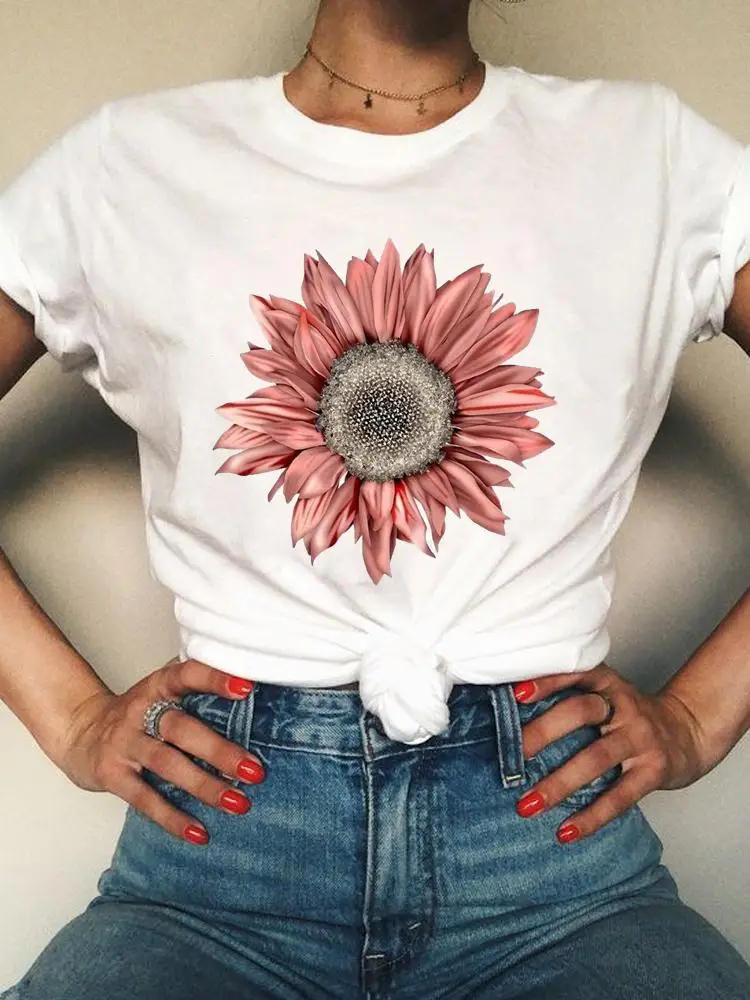 

Graphic Tee Flower Watercolor 90s Cute Fashion Short Sleeve Clothes Women Clothing Print Summer T Female Casual T-shirts