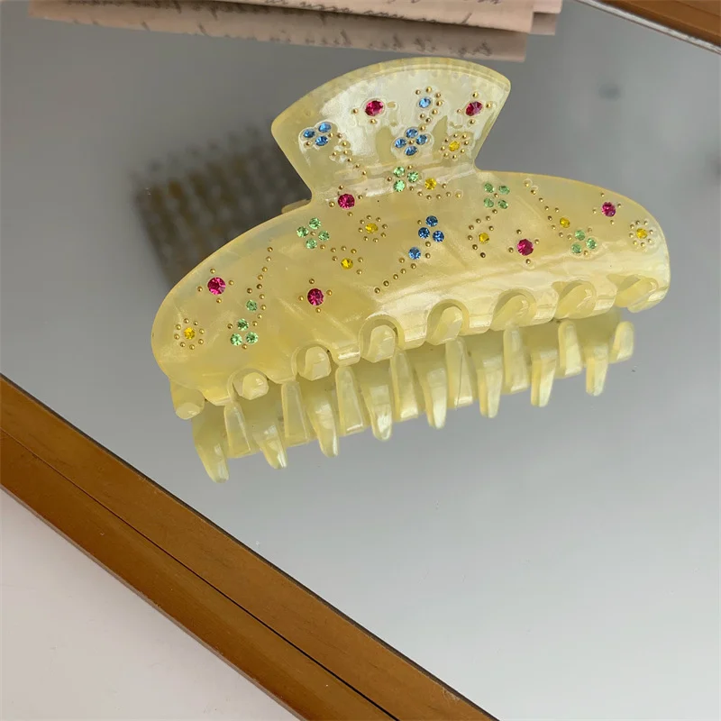 Винтажный роскошный циркониевый храповик из ацетата для девочки, сладкий краб-зажим с розеткой, головной убор с камнями-стразами для женщин.