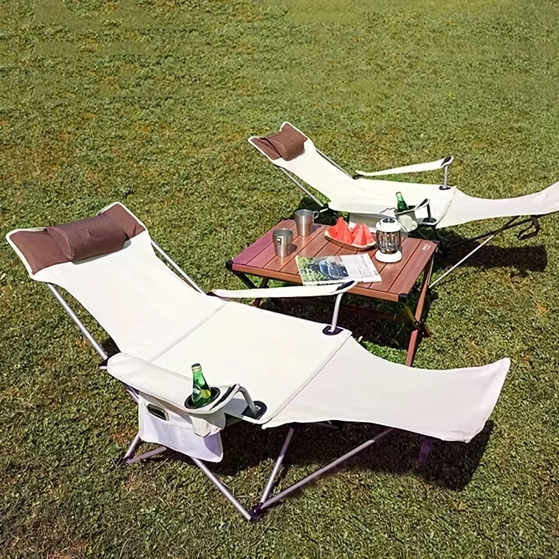 

1 шт. портативный складной стул, откидной стул для кемпинга с подставкой для чашек и подушкой для пляжного парка