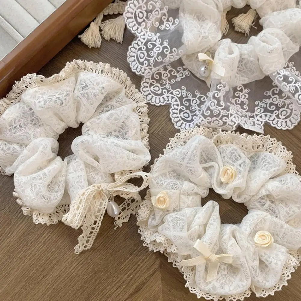 Большие женские кружевные резинки для волос эластичная резинка держатель хвоста