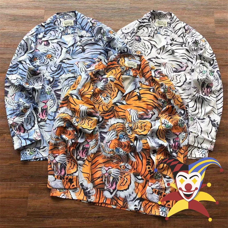 

Tiger Pattern WACKO MARIA Shirts Men Women Hawaiian Buttons Shirts