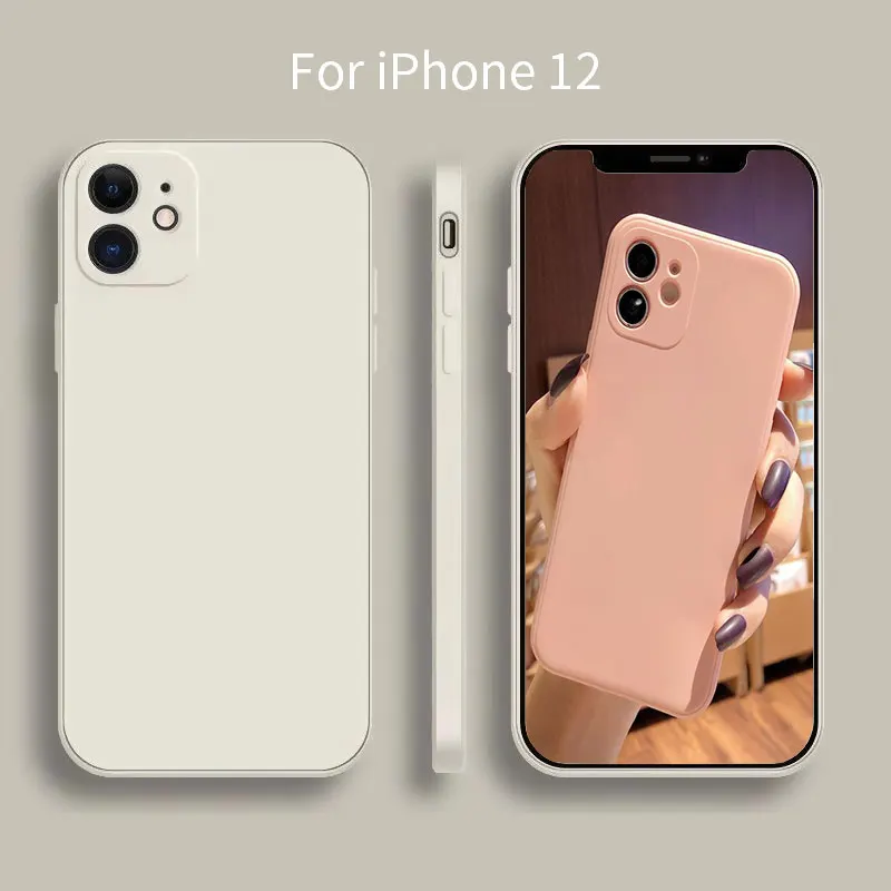 

Luxury Original Square Liquid Silicone Phone Case For iPhone 13 12 11 Pro Max 12 Mini X XR XS Max 6 6S 7 8 Plus Thin Soft Cover