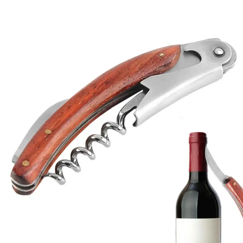 Red Wine Opener Professional Corkscrews For Wine Bottles Beer Bottle Opener With Wooden Handle For Waiters Sommeliers Bartenders