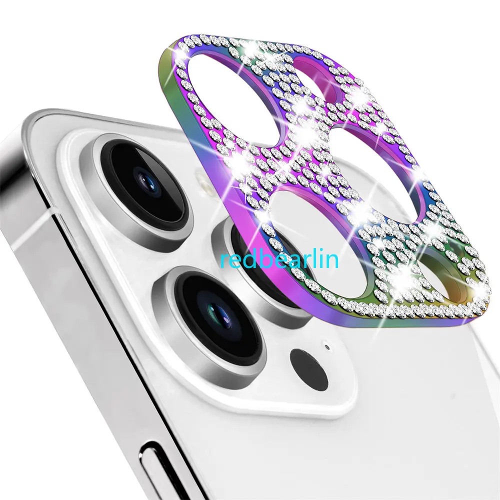 20pcs Luxury Shiny Crystal Diamond Camera Lens Protector For iPhone 11 12 13 14 Pro max Bling Glitter Metal Lens Back Cover