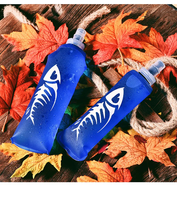 

250/500ml Silicon Water Bottle For Hiking Tpu Sports Soft Bottle Foldable Running Water Bag Silicon Water Bottle For Hiking