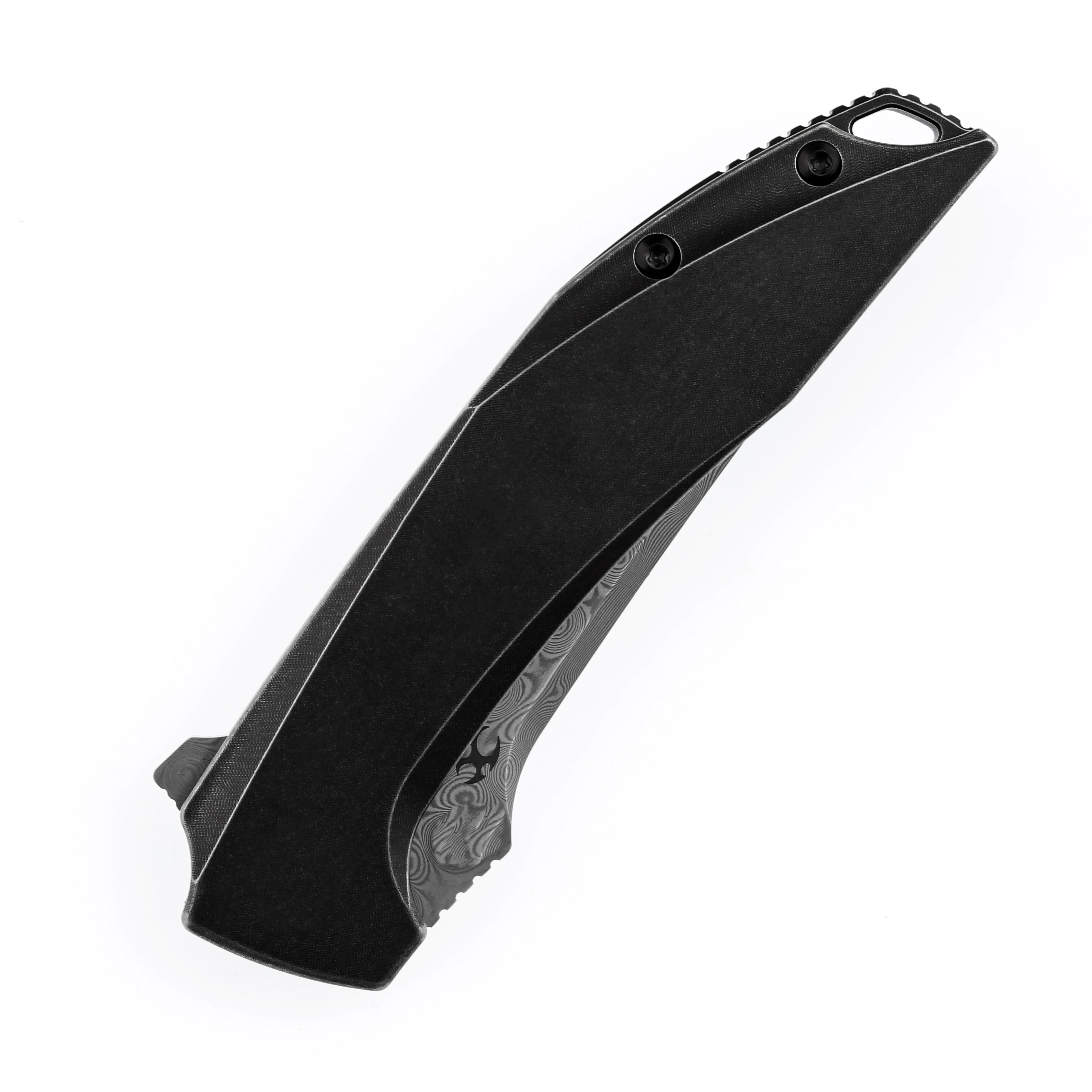 Фото Складные ножи Kansept K1056 Baku Damascus/CPM-S35VN с лезвием из стали CPM-S35VN и рукоятью с инкрустацией из титана и микарты/тимаскуса, разработанные Грегом Шобом. №4