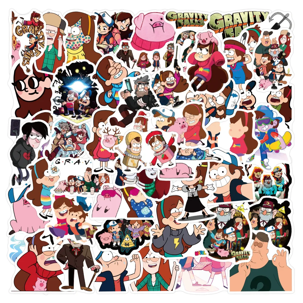 

50PCS Cartoon Gravity Falls Stickers Graffiti Motorcycle Luggage Guitar Skateboard Waterproof Sticker Decal for Kid