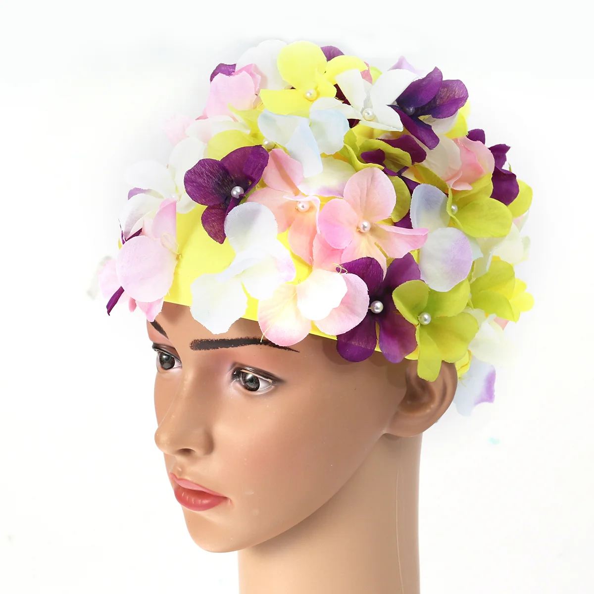 

Cap Bathing Swim Petal Retro Flower Vintagefloral Caps Hat Long Hair Fashion