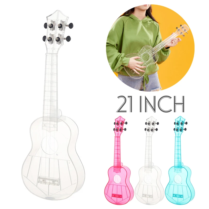 21 Inch Soprano Ukulele Transparent PC Material Integral Unibody Lightweight Candy Colored 3 Strings Guitar |
