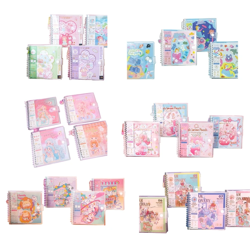 

4 kit Lovely Spiral Notepads Journal Notebook Small Memo Book Ink-proof 96 Sheets Stationery for Kids Child Party