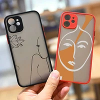 woman face line art abstract phone case matte transparent for iphone 7 8 11 12 13 plus mini x xs xr pro max cover