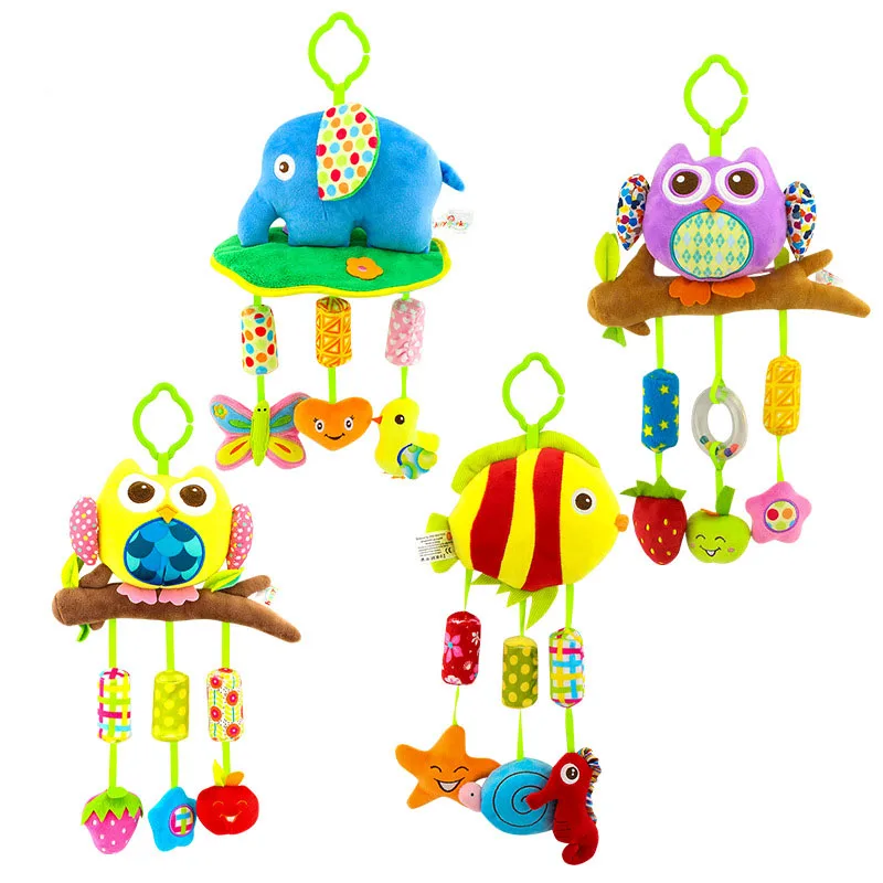 

Cute Animal Wind Ringtone Handbells Rattles Plush Infant Baby Development Handle Toys Bed Hanging Grab Baby CribBell Baby Toy