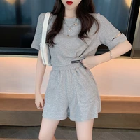 966 two piece sets womens outifits 2022 summer street wear solid fashion short sleeve shorts suit casual sportswear y2k harajuku
