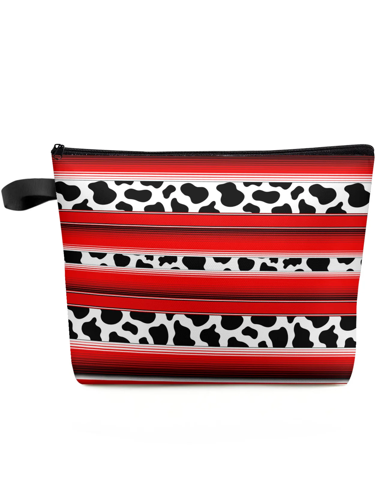 

Mexico Stripes Cow Pattern Animal Skin Texture Red Makeup Bag Pouch Women Essentials Cosmetic Bags Organizer Storage Pencil Case