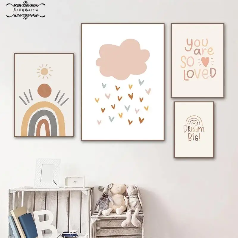 Настенный постер с альпакой для детской комнаты радужная живопись солнечный