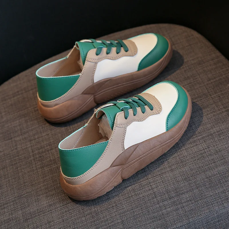 Кроссовки женские с круглым носком дышащие лоферы на шнуровке Повседневная