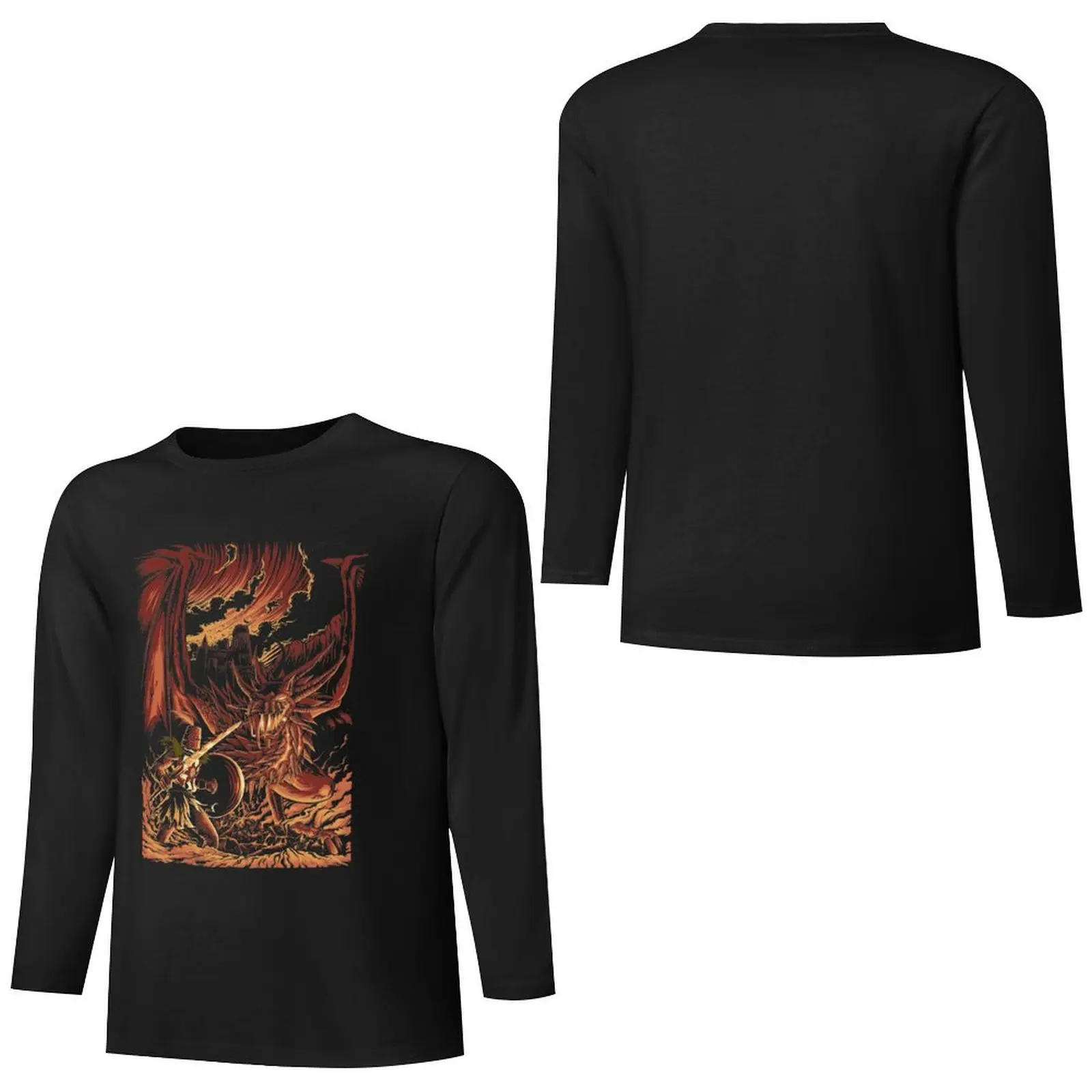 Длинная футболка Wyvern's Wrath корейская модная быстросохнущая черные футболки