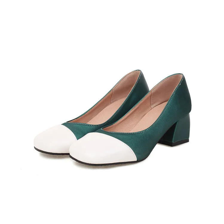 

Oversize Large size Big Size Square head thick heel shoes ladies high heels women shoes woman pumps
