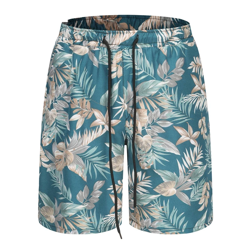 3D Printed Retro Flower Shorts For Men Hawaii Vacation Casual Beach Fashion Trend Tree Leaf Pattern Quick Dry Swim Trunks