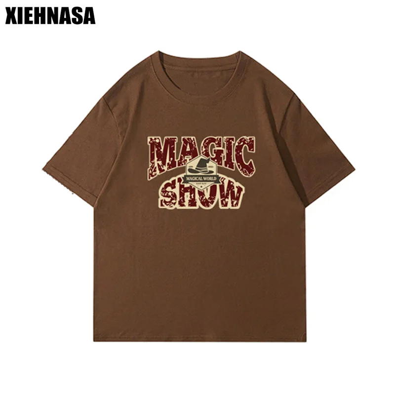 

Мужские футболки xiehнаса в стиле хип-хоп и панк, повседневные топы, летние винтажные Большие размеры, крутая коричневая футболка для спортзала, танцевальная одежда