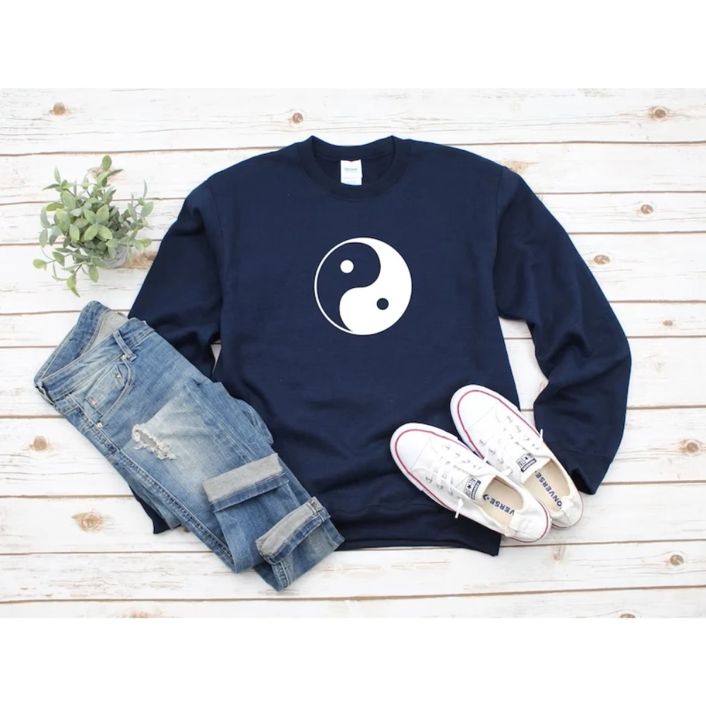 Худи с надписью умственное здоровье рубашка Инь-Янь Модный пуловер в эстетике
