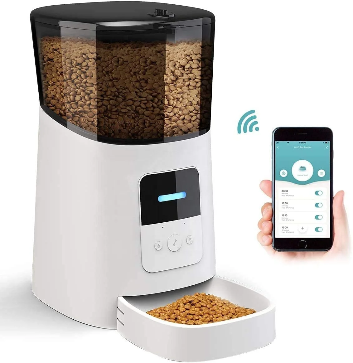 

app 6L Automatic Cat Feeder Wi-Fi Enabled Smart Pet Feeder for Cats and Dog Auto Dog Food Dispenser with Portion Control