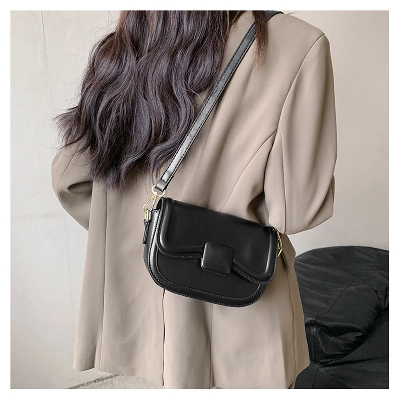 

Однотонная женская сумка через плечо, маленькая сумка из искусственной кожи и кошелек, винтажная Роскошная брендовая дамская сумка-слинг через плечо с клапаном