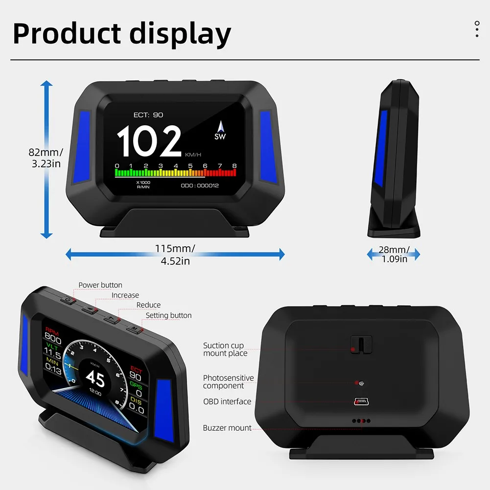 

Car Digital GPS Head Up Display Gauge Speedometer Speed Warning MPH BAT Alarm Car Accessories High-quality Head-up Display