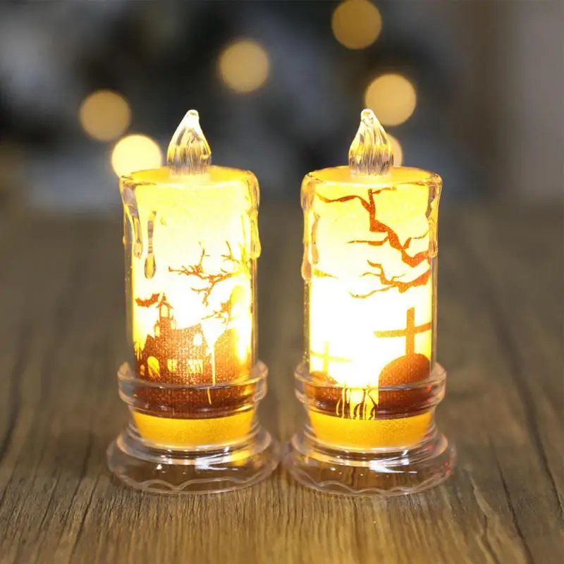 

Flameless Candle Lights Led Tea Lamp Warm White Creative Wishing LED Candle Spooky Decor Halloween Candles For Celebrate Parties