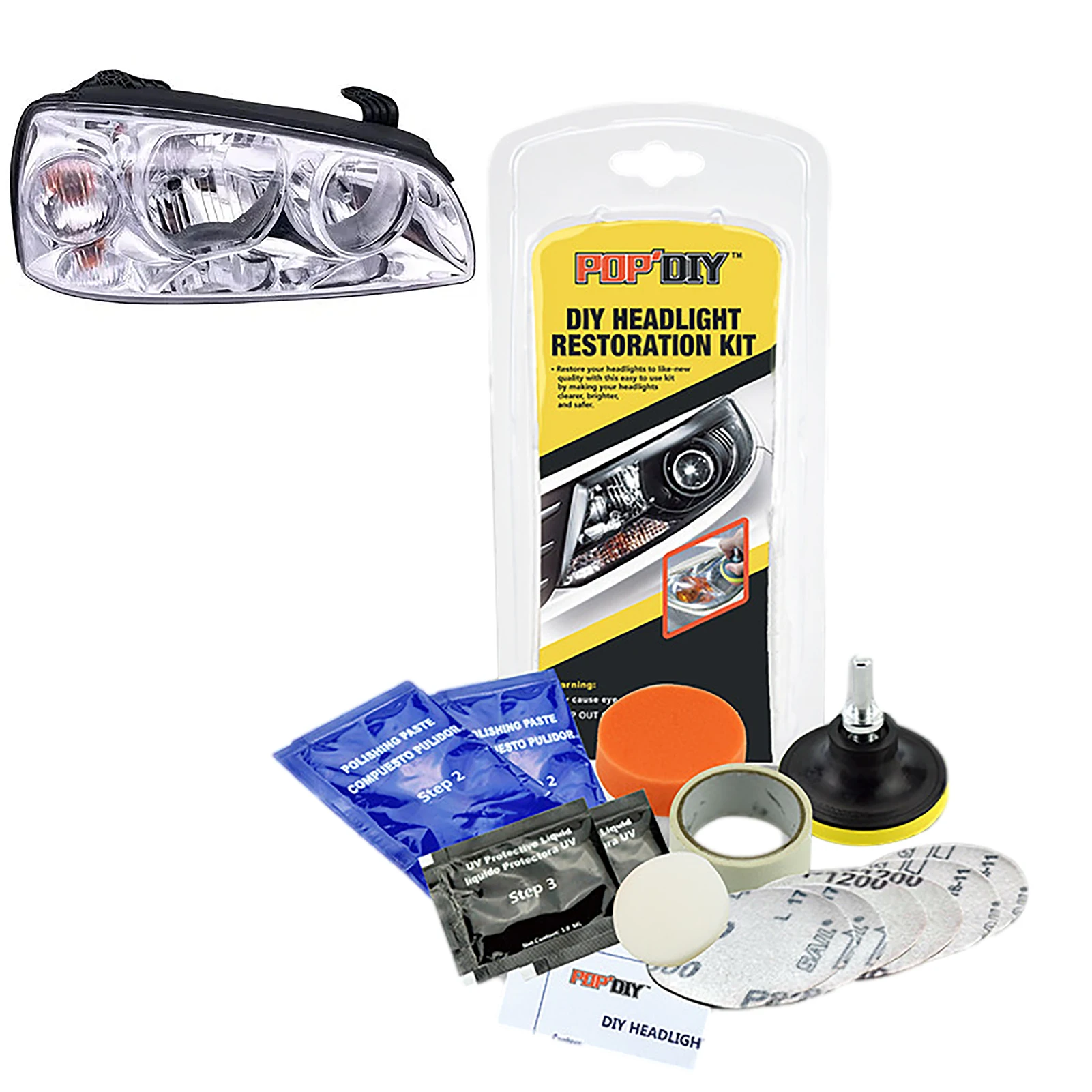 Car Headlight Restoration Kit Brightening Cleaning Headlight Restoration Lens Polisher Cleaning Paste Refurbish Tool For