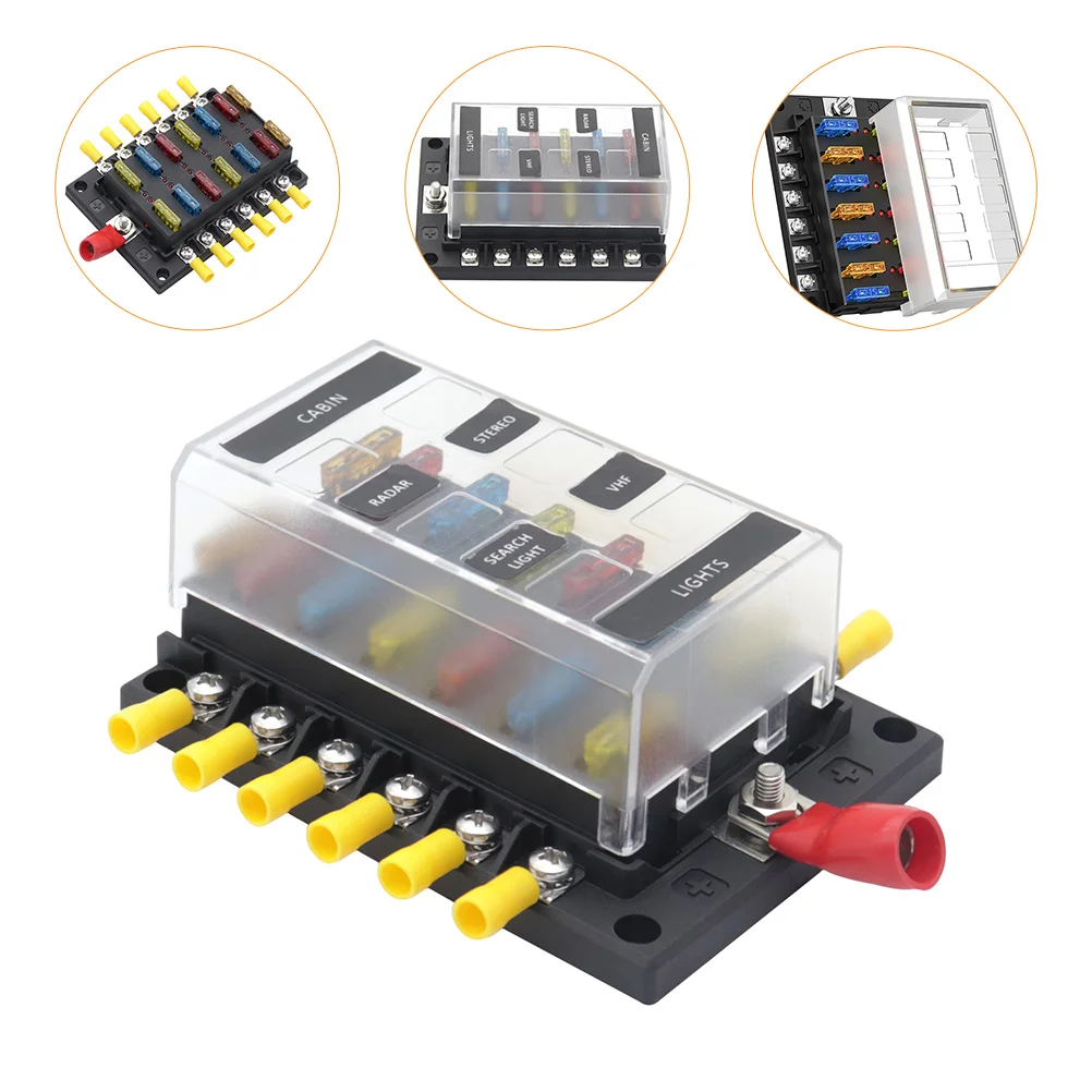 

1 Set Automotive Fuse Block 12-way Fuse Box Automotive Car Marine Fuse Boxes
