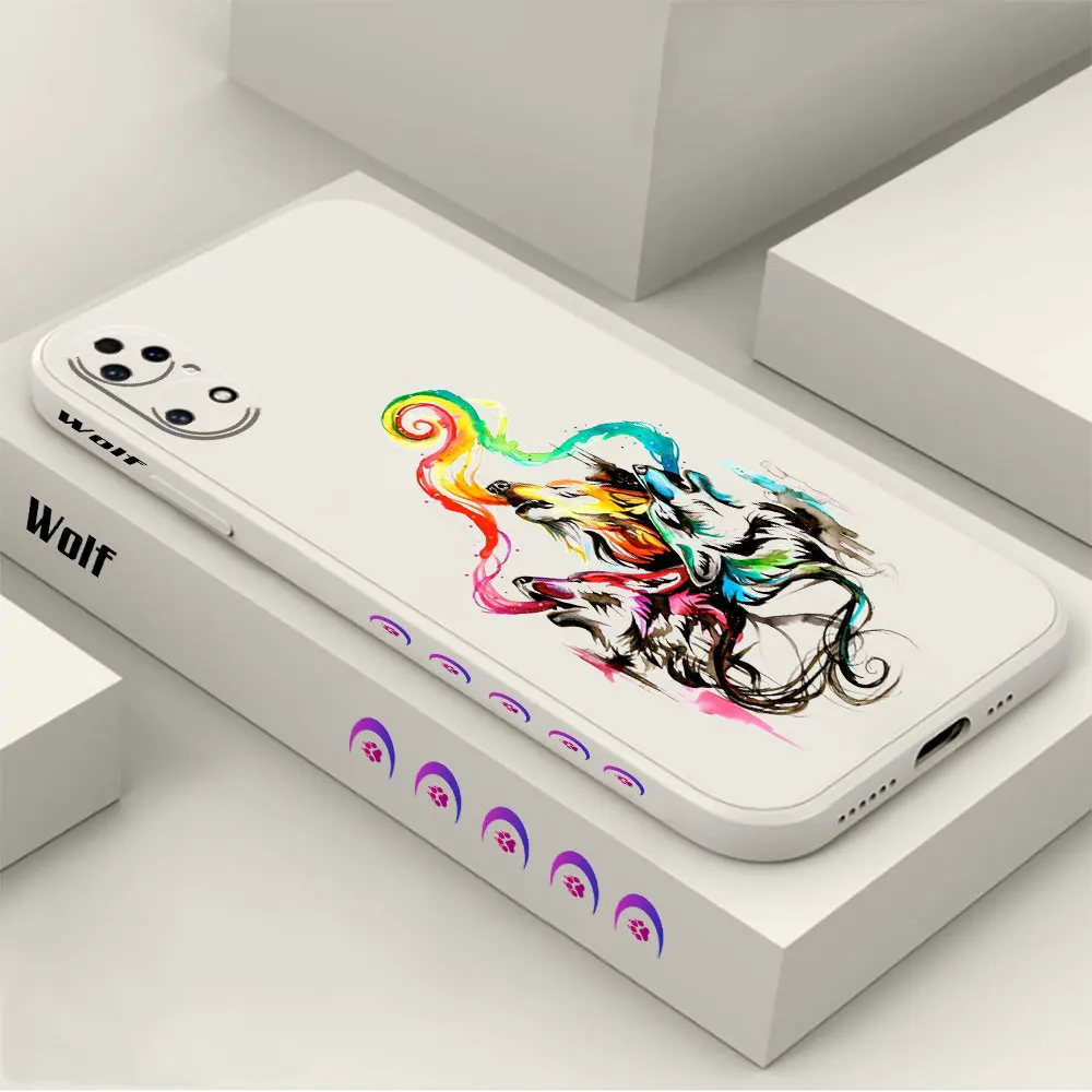 Watercolor Wolf Phone Case For Huawei P60 P50 P40 P30 P20 Mate 50 40 30 20 20X 10 Colour Liquid Silicone Cover Funda Cqoue Capa