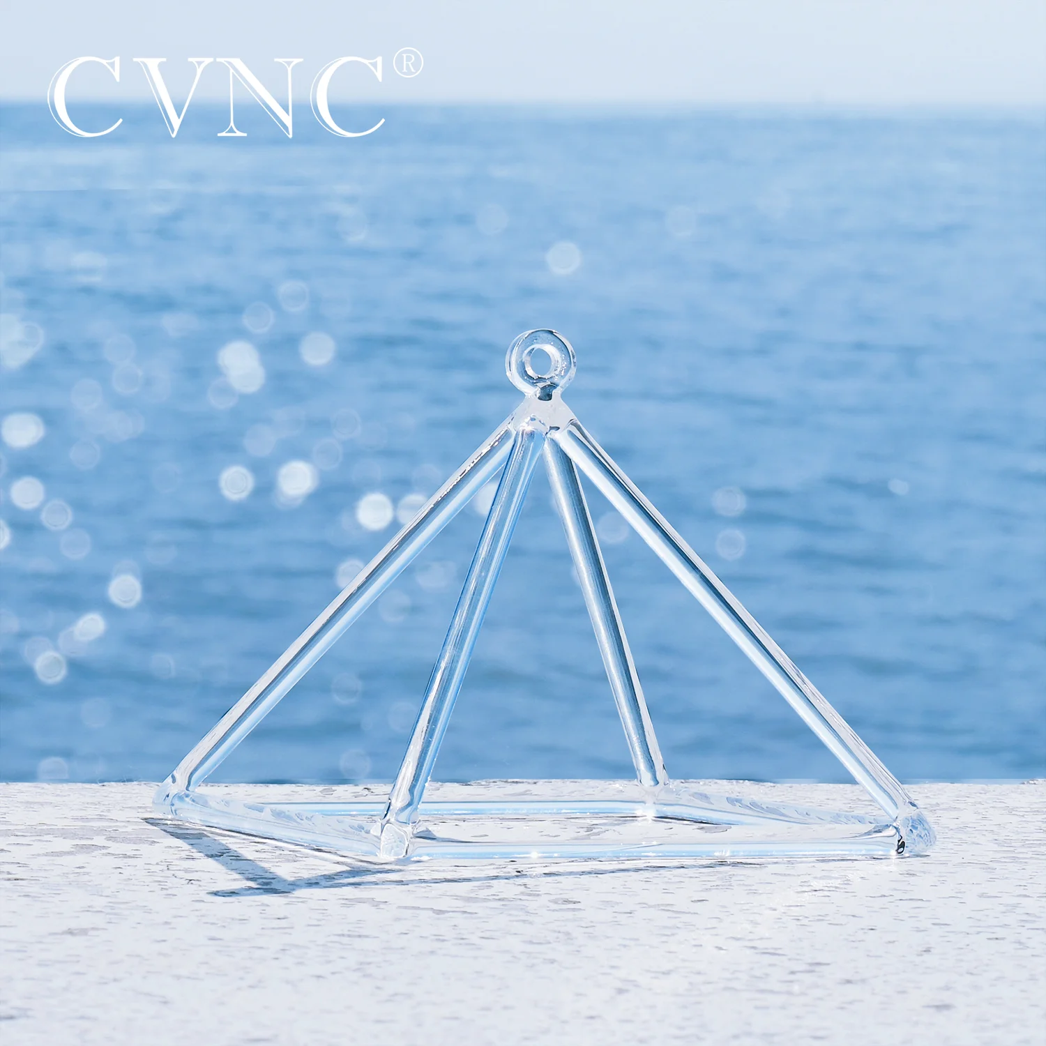 CVNC-Crystal Singing Pyramid for Sound Healing Therapy with Bag Clear Quartz 5 or 6 Inch