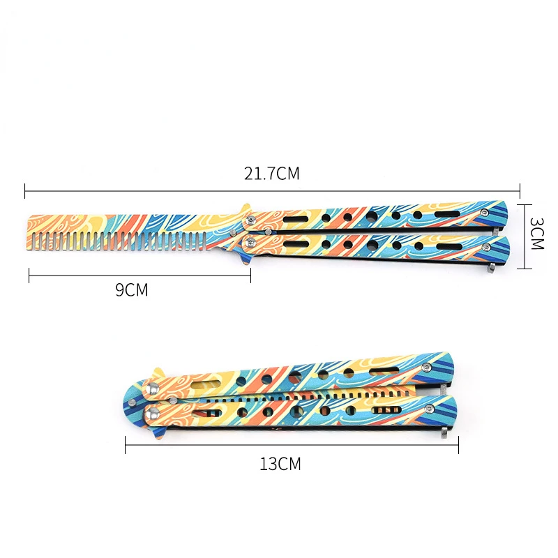 Складная расческа из нержавеющей стали Учебный нож-бабочка для бороды
