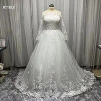 plus size white off the shoulder applique lace wedding dress long sleeve custom made bridal gowns 2022 vestido de noiva