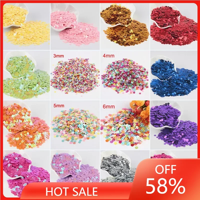 

3mm 4mm 5mm 6mm Flat Sequin Round Loose Sequins for Crafts Paillette Sewing Garment Bags Shoes DIY Accessories 10g